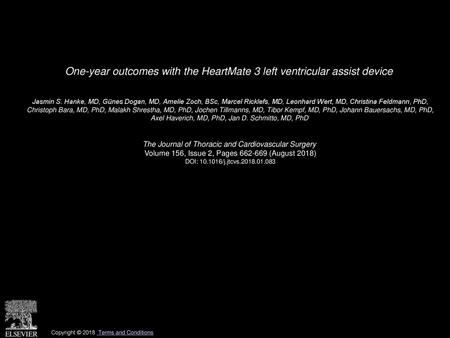 One-year outcomes with the HeartMate 3 left ventricular assist device