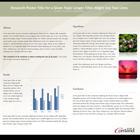 Research Poster Title for a Given Topic Longer Titles Might Use Two Lines Johnathon Doe, Jane Doe, Author Name Hypotheses Lorem ipsum dolor sit amet, consectetuer.