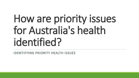 How are priority issues for Australia's health identified?