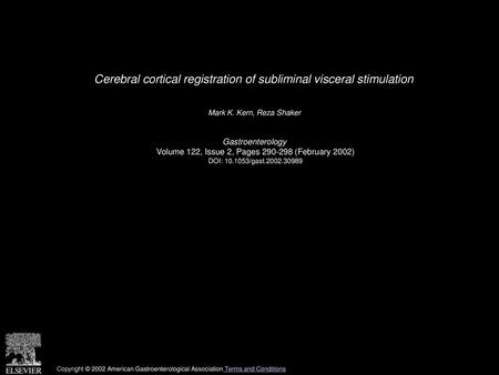 Cerebral cortical registration of subliminal visceral stimulation