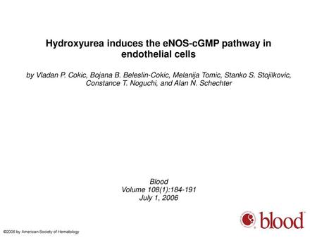 Hydroxyurea induces the eNOS-cGMP pathway in endothelial cells