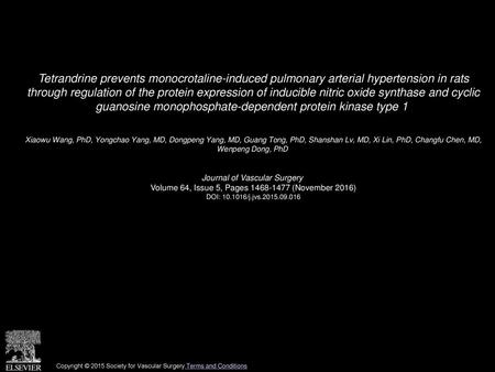 Tetrandrine prevents monocrotaline-induced pulmonary arterial hypertension in rats through regulation of the protein expression of inducible nitric oxide.