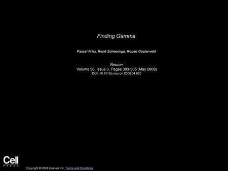 Finding Gamma Neuron Volume 58, Issue 3, Pages (May 2008)