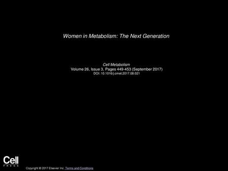 Women in Metabolism: The Next Generation