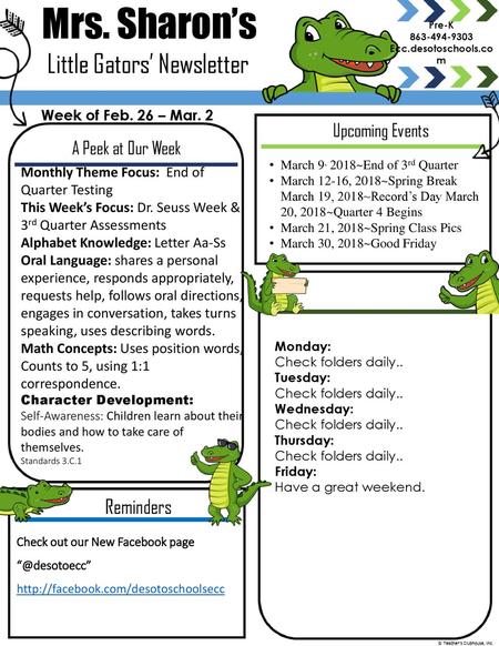 Little Gators’ Newsletter