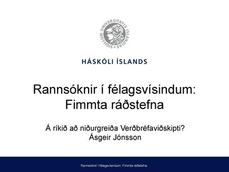 Rannsóknir í félagsvísindum: Fimmta ráðstefna