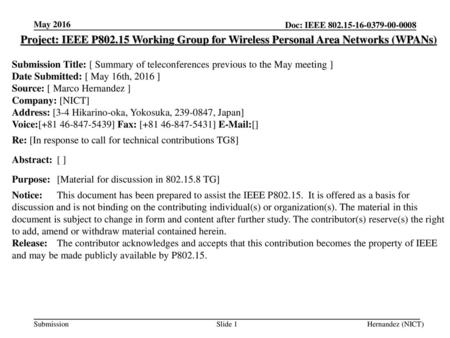 <month year> <doc.: IEEE doc> May 2016