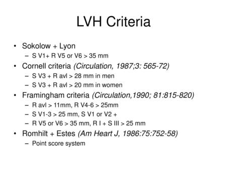 LVH Criteria Sokolow + Lyon