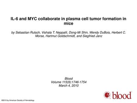 IL-6 and MYC collaborate in plasma cell tumor formation in mice