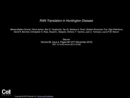 RAN Translation in Huntington Disease