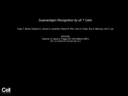 Superantigen Recognition by γδ T Cells