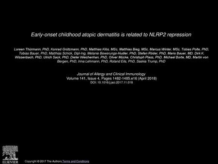 Early-onset childhood atopic dermatitis is related to NLRP2 repression