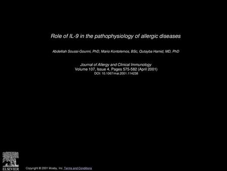 Role of IL-9 in the pathophysiology of allergic diseases