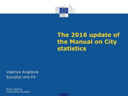 The 2016 update of the Manual on City statistics