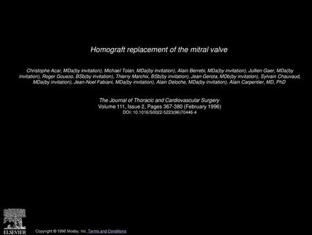 Homograft replacement of the mitral valve