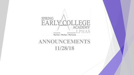             ANNOUNCEMENTS 11/28/18.