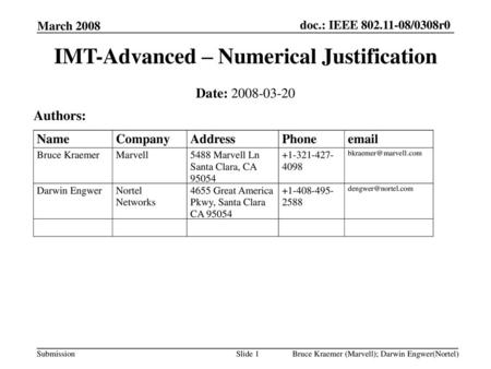 IMT-Advanced – Numerical Justification