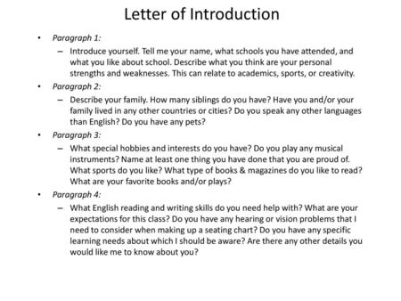 Letter of Introduction