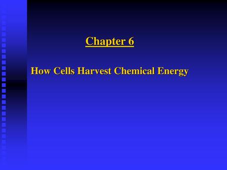 How Cells Harvest Chemical Energy