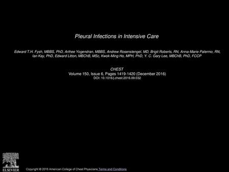 Pleural Infections in Intensive Care