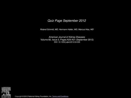 Quiz Page September 2012 American Journal of Kidney Diseases