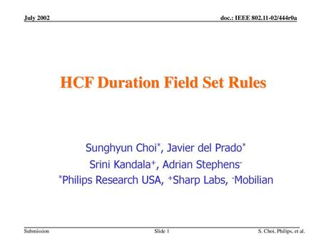 HCF Duration Field Set Rules