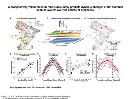 A prospectively validated csEN model accurately predicts dynamic changes of the maternal immune system over the course of pregnancy. A prospectively validated.