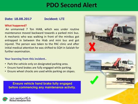 PDO Second Alert Date: Incident: LTI What happened?