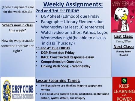 What’s new in class this week?