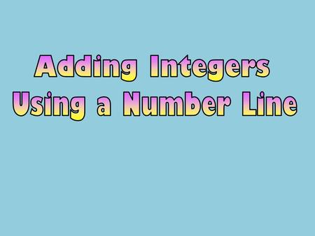 Adding Integers Using a Number Line.