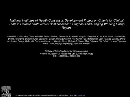 National Institutes of Health Consensus Development Project on Criteria for Clinical Trials in Chronic Graft-versus-Host Disease: I. Diagnosis and Staging.