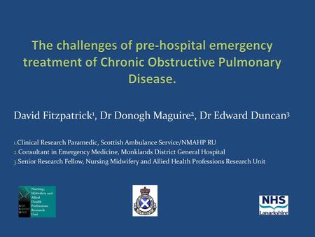 David Fitzpatrick1, Dr Donogh Maguire2, Dr Edward Duncan3