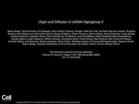 Origin and Diffusion of mtDNA Haplogroup X