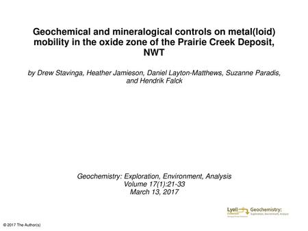 Geochemistry: Exploration, Environment, Analysis