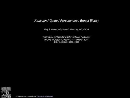 Ultrasound-Guided Percutaneous Breast Biopsy