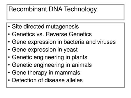 Recombinant DNA Technology