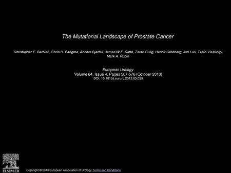 The Mutational Landscape of Prostate Cancer