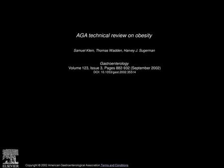 AGA technical review on obesity