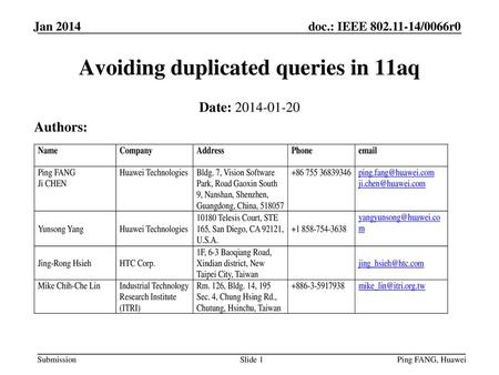 Avoiding duplicated queries in 11aq