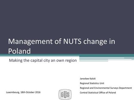 Management of NUTS change in Poland