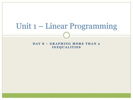 Unit 1 – Linear Programming