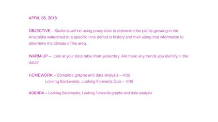 AGENDA – Looking Backwards, Looking Forwards graphs and data analysis