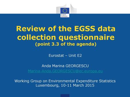 Review of the EGSS data collection questionnaire (point 3