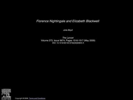 Florence Nightingale and Elizabeth Blackwell