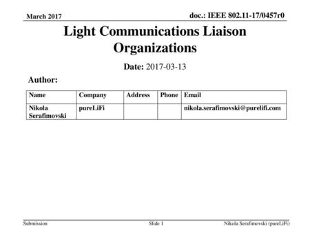 Light Communications Liaison Organizations