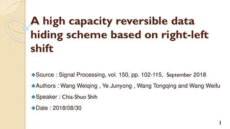 Source : Signal Processing, vol. 150, pp ,  September 2018