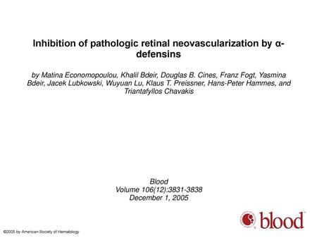 Inhibition of pathologic retinal neovascularization by α-defensins