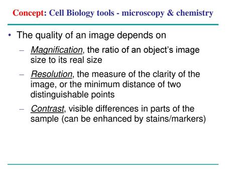 Concept: Cell Biology tools - microscopy & chemistry