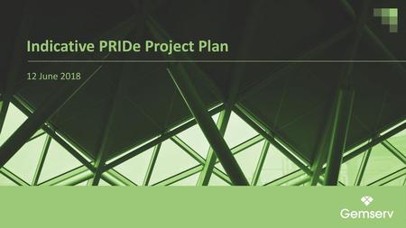 Indicative PRIDe Project Plan