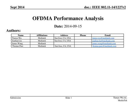 OFDMA Performance Analysis